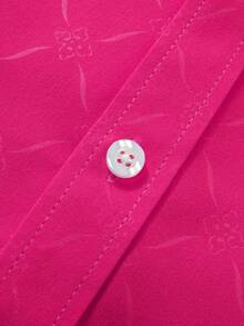 Manfinity Mode 男士黑色纽扣长袖修身商务正装衬衫，长袖男士衬衫 - 玫紅色 - 查看 6