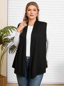 Rosumi Abrigo sin mangas de unicolor informal de talla grande para el Día de San Valentín y la primavera - Negro - Ver 1