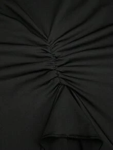 Sweetra 大码女式黑色时尚低胸垂褶领修身针织连衣裙，适合作为晚礼服、秋季服装、机场穿搭、旅行装、生日礼服、夜店派对礼服、正式女士礼服、晚礼服、露背礼服、婚礼宾客礼服、浪漫连衣裙 - 黑色 - 查看 3