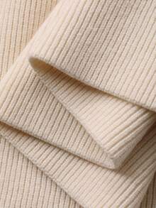DAZY Abito maglione elegante da donna con colletto a volant, colore unito, adatto per l'autunno/inverno e le vacanze - Beige - Visualizzare 12