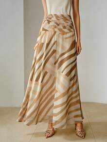 ZEYLAH 轻盈长款几何条纹印花半身裙，春夏款 - 彩色 - 查看 2