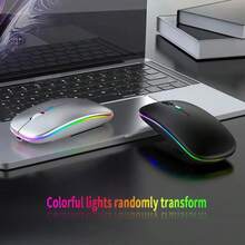 Teckwe Rechargeable Wireless Mouse, Supporting Wireless And 2.4GHz Dual-Mode Computer Mouse Nano Receiver, Suitable For PC, Laptop . LED Backlit Ergonomic Gaming Mouse 300mAh 3.7V Tri Color Optional - Multicolor - View 2