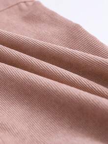 Mulvari Corduroy Flap Detail Jacket With Tie Front Cargo Pants Fall Cloth For Women - Dusty Pink - View 3