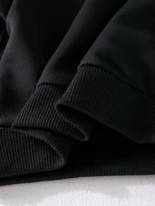 SHEIN Conjunto informal de sudadera con media cremallera y pantalón de chándal con bordado de lazo para bebé niña - Negro - Ver 6