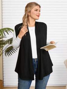 Rosumi Abrigo sin mangas de unicolor informal de talla grande para el Día de San Valentín y la primavera - Negro - Ver 3