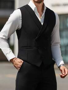 Calvornis 男士双排扣背心（不含衬衫） - 黑色 - 查看 3