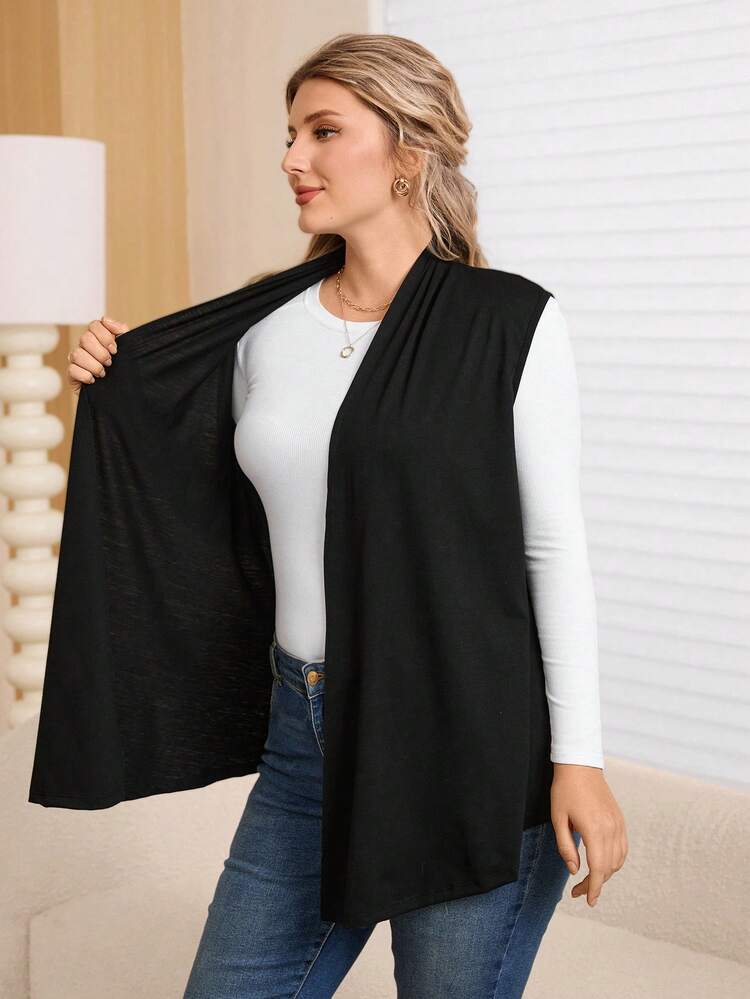 Plus Size Casual Solid Color Sleeveless Coat Valentine's Day,Spring