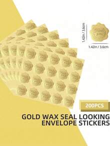 25/200/400pcs Gold Embossed Wax Seal Looking HeartEnvelope Seals For Wedding Invitations/GreetingCards/Party Favors, Self-Adhesive - Multicolor - View 10