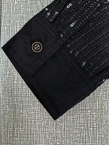 Manfinity AFTRDRK Mens Black Glamorous Disco Style Sequin Embellished Regular Collar Long Sleeve Shirt Mens Sequin Long Sleeve Shirt Mens Party Shirt Mens Sparkly Shirt Black Sequin Shirt Men Mens Sequin Shirt - Black - View 6