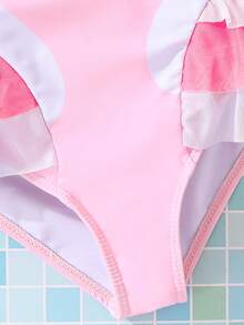 SHEIN 女童/小女孩簡約撞色印花細肩帶連身泳衣可愛兒童泳裝冰淇淋泳裝5t泳裝女孩可愛女孩泳衣獨角獸泳裝 - 粉色 - 查看 6