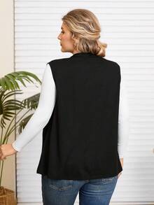 Rosumi Abrigo sin mangas de unicolor informal de talla grande para el Día de San Valentín y la primavera - Negro - Ver 2