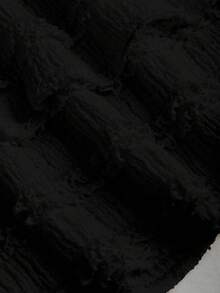 Sweetra Bộ 2 món áo thun trơn không tay nhún bèo kim loại Y2K dành cho nữ và chân váy mini viền nhún - màu đen - Xem 7