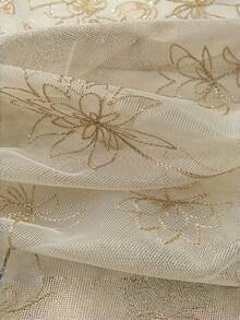 Cirelle 刺绣薄纱窗帘，精致花卉蕾丝窗巾，柔和米色，透光窗帘，适用于客厅卧室装饰