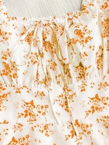 Trelyra 休闲 - 度假休闲系带随机印花花卉衬衫 - 黃色 - 查看 4