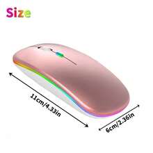 Teckwe Rechargeable Wireless Mouse, Supporting Wireless And 2.4GHz Dual-Mode Computer Mouse Nano Receiver, Suitable For PC, Laptop . LED Backlit Ergonomic Gaming Mouse 300mAh 3.7V Tri Color Optional - Multicolor - View 6