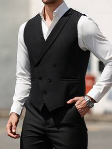 Calvornis 男士双排扣背心（不含衬衫） - 黑色 - 查看 7