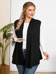Rosumi Abrigo sin mangas de unicolor informal de talla grande para el Día de San Valentín y la primavera - Negro - Ver 4