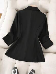 Franclia 3/4 Sleeve Linen Blazer With Notched Lapel And Cinched Waist, Office/Commuter Wear