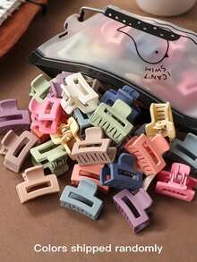 10/20pcs Mini Plumeria Embellished Hair Claw Clips For Thick Hair, Anti-Slip Hairpin For Women, Cute & Strong Hair Accessory With Storage Bag, Suitable For Curly Voluminous Hair In Matte Coffee Colors Elegant, Color Random Hair