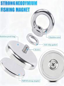 Heavy Duty Countersunk Pot Magnet, Powerful Lifting & Retrieval Magnet For Fishing, Industrial Use - Silver - View 7