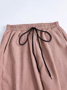 Mulvari Corduroy Flap Detail Jacket With Tie Front Cargo Pants Fall Cloth For Women - Dusty Pink - View 6