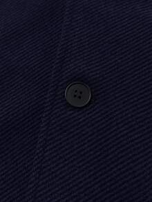 Manfinity Mode 男士纽扣连帽羊毛混纺大衣，适合工作和通勤，秋冬季 - 藏蓝色 - 查看 8