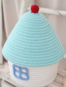 Joivida Bohemian Woven Fabric Storage Basket With Lid | Creative Cute Home Decor & Organizing Solution For Living Room Bedroom, Multi-Functional Sorting Bin/Box/Container, Open Storage Bins For Home Organization - Multicolor - View 11