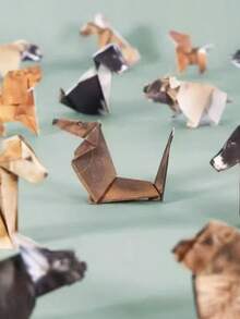 Joivida 儿童几何折纸套装 - 50张DIY折纸套装，可制作猫狗造型 - 彩色 - 查看 8