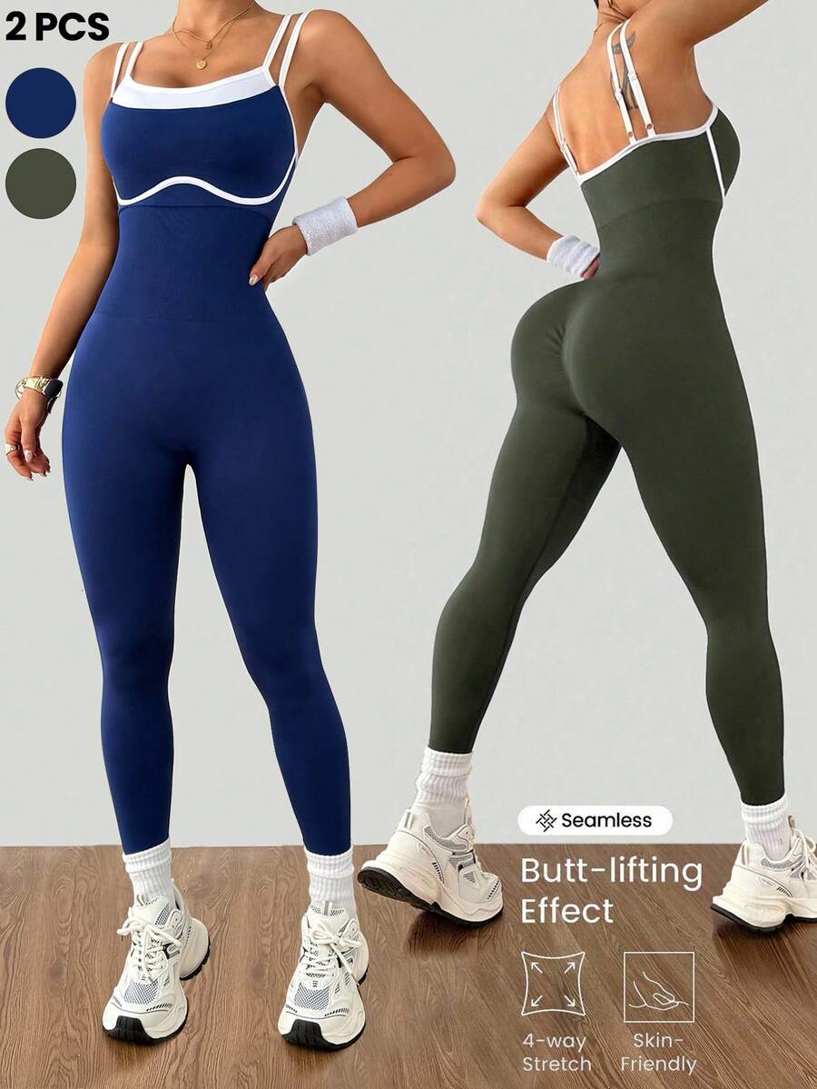 Velisys Women's Seamless High Elasticity Yoga Sports Fitness Running Jumpsuit - Multicolor - View 1