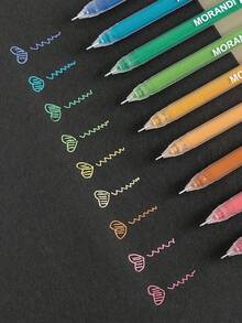 36pcs Classic Bag Set Morandi Color Pens Set Transparent Barrel Multi Colors Gel Ink 0.5mm Ballpoint Liner Marker For Drawing Highlighting - Pink - View 6