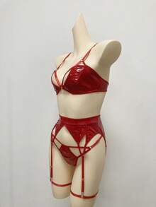 SHEIN 5pcs/Set Women's Solid Color Hollow Sexy Wireless Bra Set