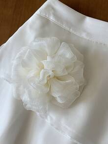 INAWLY 一套女士纯色束腰上衣和裙子两件套 - 白色 - 查看 5