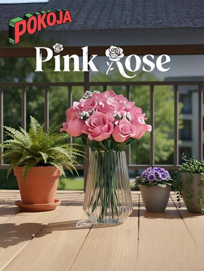 Flowers Bouquet Building Blocks Toy Set, 1000+PCS DIY Artificial Flower Bouquet Building Kit With Rose,Valentine's Day Gift, Birthday Gifts For Adults Women Mom,Home Decor