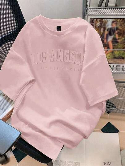 Manfinity Joysei Standard Size Men's Pink Round Neck T-Shirt ( Fabric)