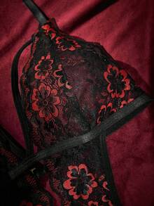 SpicyHot 一件蕾丝撞色网纱无钢圈性感连体衣（女士款） - 彩色 - 查看 4