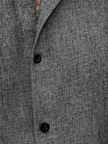 OTTIMOZO Manfinity CasualCool 男士亚麻条纹短袖衬衫，适合夏季日常通勤，灰色男士短袖纽扣衬衫，街头风男士衬衫，男士短袖灰色衬衫，男士休闲衬衫 - 黑色 - 查看 3