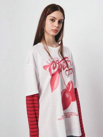 SURIMA Camiseta holgada de manga corta con cuello redondo, de estilo minimalista y casual, adecuada para el verano
