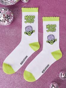 THE POWERPUFF GIRLS X SHEIN Vớ cổ cao dành cho nữ - Nhiều màu - Xem 2