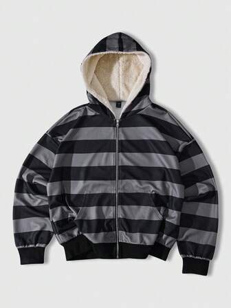 Sudadera con capucha casual a rayas para hombres