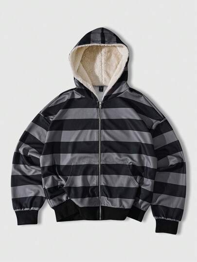 Sudadera con capucha casual a rayas para hombres