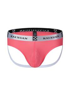 WENEZON Quần lót nam in chữ, kiểu thong khoét lỗ gợi cảm, quần lót lưới kiểu Brazil, quần lót nam sexy. - Hồng - Xem 3