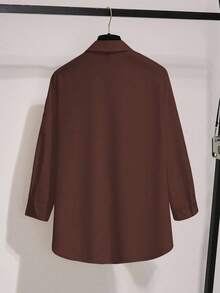 Franclia Áo cánh xếp ly tay 3/4 thanh lịch thường ngày dành cho nữ - màu nâu - Xem 2