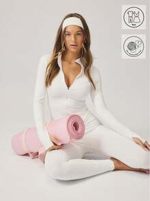 Aralina Leisurewear Zip Front Long Sleeve Top And High Waist Biker Shorts Two Pieces Set