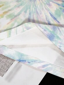 SHEIN X Care Bears Tie-Dye Casual Cartoon Cheer Bears Bedtime Bear, Good Luck Bear, Love-A-Lot Bear, Funshine Bear, Tenderheart Bear Letter Print Crew Neck Short Sleeve T-Shirt For Women