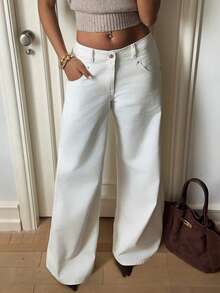 Siren Gaze 女士纯色休闲裤 - 白色 - 查看 6