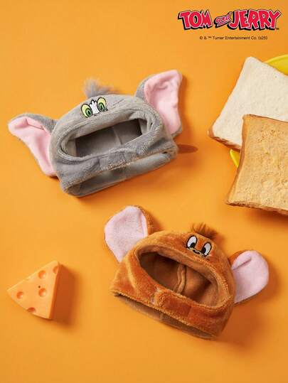 TOM & JERRY X PETSIN 1pc Cute Mouse Pet Hat Autumn And Winter Thickened Warm Cat And Mouse Co Branded Pet Hair Accessories