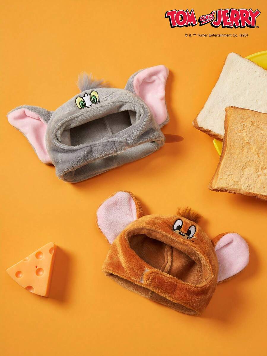 TOM & JERRY X PETSIN 1件可爱老鼠宠物帽秋冬加厚保暖猫鼠同款宠物发饰 - 棕色 - 查看 1