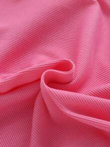 Young Girl Solid Color Round Neck Contrast Mesh Gigot Sleeve Casual T-Shirt, Pink Tops For Kids, Pink Tops For Girls, Pink Long Sleeve Shirt For Girls, Girls Shirts With Puffy Arms - Pink - View 5