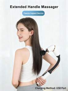 JMMO 1支U型筋膜枪：小巧轻便，采用优质ABS材料制成，配有柔软的硅胶防滑手柄。内置静音无刷电机，支持6档可调速度，可进行深层组织按摩。配备800mAh可充电电池，续航时间长。