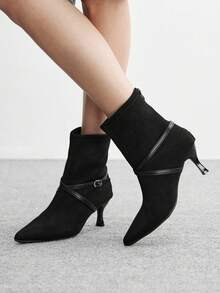 CUCCOO BIZCHIC Women's Casual Versatile Commuter Mid-Calf Boots For Christmas - Black - View 3